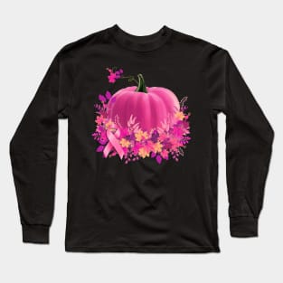 Pumpkin color pink, we wear pink all year round, breast cancer awareness Long Sleeve T-Shirt